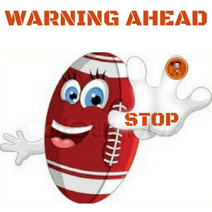 football with hand out warning